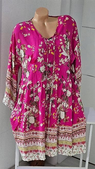 za svadbu: Boho tunika/haljina sa printom 🍀Kroj: komotna A-linija sa spuštenim — 4