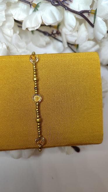 metro torbe za plazu: Zlatno-žuta narukvica od perlica - Ručno nizane sitne metalik zlatne — 3