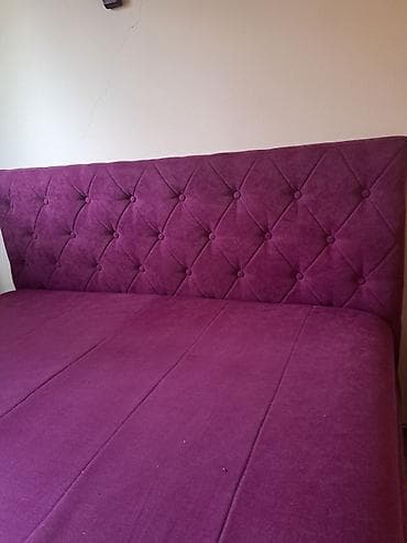 jysk ormari za hodnik: Tapacirani bračni krevet – ljubičasti baršun - Dimenzije ležajne — 2