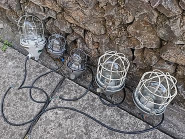 lusteri industrijski dizajn: Lampe industrijske stare 5 kom autentične 5 kom ispravne — 8