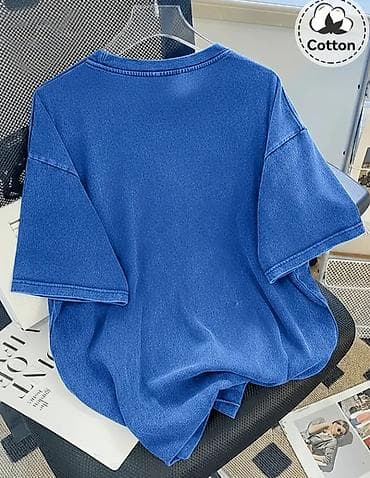 elegantne majice na bretele: Plava pamučna majica sa printom meda - Materijal: 100% pamuk (mekan — 2