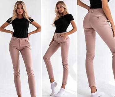 Ženske elegantne pantalone – slim/skinny kroj, visoki struk. - Boja