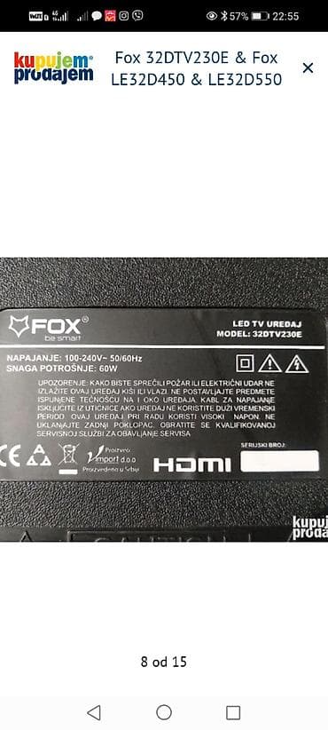 daljinski za tv sharp aquos: Fox 32DTV230E, Fox LE32D450 i Fox LE32D550 – delovi za televizore 32" — 9