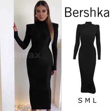 Women's Clothing: A-Dress S, M, L, color - Black, Evening, Long sleeves — 1