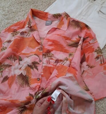 crop top c a: Asos, M (EU 38), Viskoza, Cvetni, bоја - Boja breskve — 2