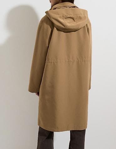 parka s: Ženska parka/jakna sa kapuljačom – karamel/bež boja - Kroj do kolena — 2