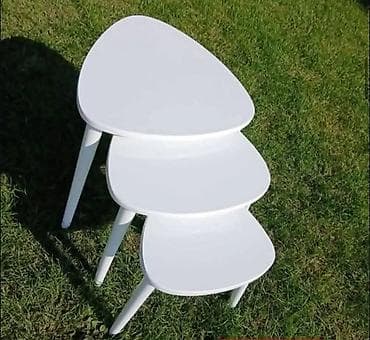 drveni stolovi: Set klub stočića – 3 komada - Moderan dizajn: tri stočića različitih — 3