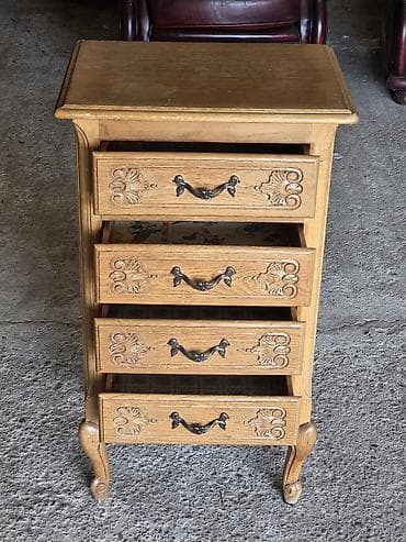 ratan bambus namestaj: Komoda sa 4 fioke – rustični/vintage stil - Materijal: masivno drvo — 2
