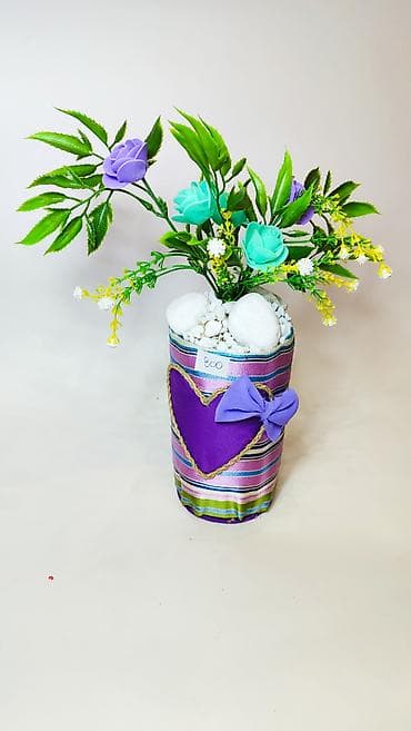 ormari sa ogledalima: Dekorativna aranžmanska saksija sa veštačkim cvećem - Ručno rađen — 3