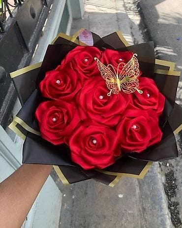 materijal za vez: Buket ruža od satena – ručno izrađene večno‑trajne ruže - Materijal — 8