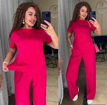 komplet letnji: Ženski komplet – majica i pantalone širokog kroja - Dvodijelni — 2