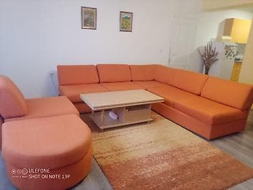 Sectional sofas: Veliki ugaoni modularni trosed sa tabureom – narandžasta tkanina - — 5