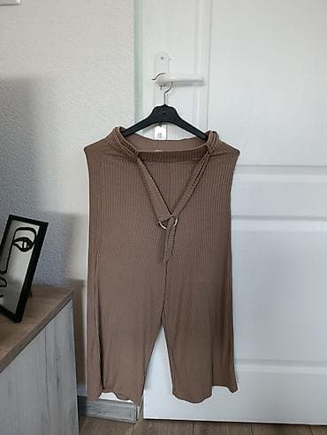 Venčanice i aksesoari: Ženske rebraste culotte pantalone, boja: topli braon/karamela. - — 1