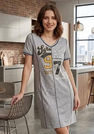 Ženska kućna haljina/duža majica – sportski stil - Boja: svetlosiva
