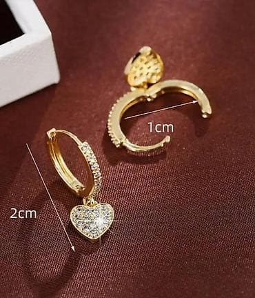 van cleef nakit cijena: Zlatne minđuše alke sa priveskom srce - Dizajn: tanke alke sa visećim — 5