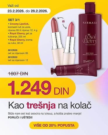 parfemi 20 ml: Farmasi set 3/1 – Royal Cherry kolekcija Sadržaj seta: - Creamy — 1