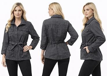 papuce h m: Ženska utility jakna – tamno siva - Kroj do kuka sa vezivanjem u — 2