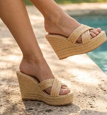 forsice bele zenske: Espadrile sandale na punu petu - Model: ženske klompe/sandale sa — 1