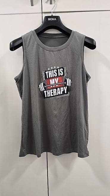 Ženska sportska majica bez rukava – sivi model sa printom “THIS IS MY
