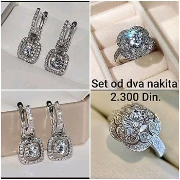 kost nakita: Elegantni posrebreni set od hirurskog čelika od dva komada nakita – — 1