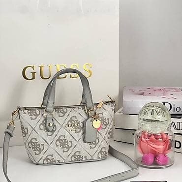 italijanske torbe: Mini torba Guess 1981 – monogram platno - Model: mini tote/crossbody — 10
