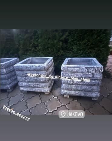 Žardinjere: Betonske žardinjere “Blue Stone” – kvadratne, masivne i dekorativne — 1