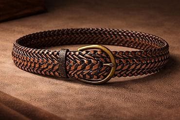 zara zenski kaisevi: Elegantan pleteni kaiš u kombinaciji tamno braon i konjak nijanse, sa — 1