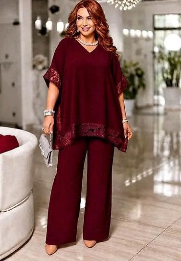 Damski komplet – elegantna tunika i pantalone širokog kroja Elegantan