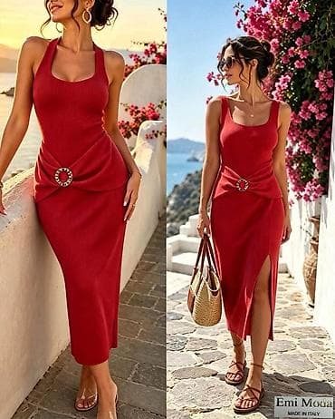 satovi i nakit: Ribana midi haljina Emi Moda – Made in Italy - Elegantna, pripijena — 4