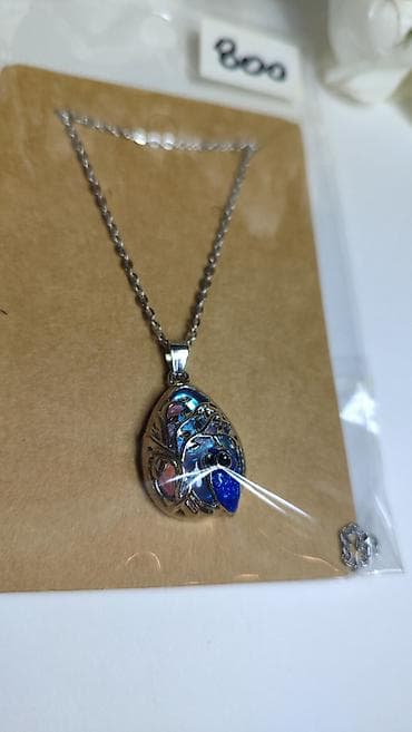 nike dunk cena: Ogrlica sa medaljonom – srebrnasti lančić i privjesak u obliku suze sa — 2