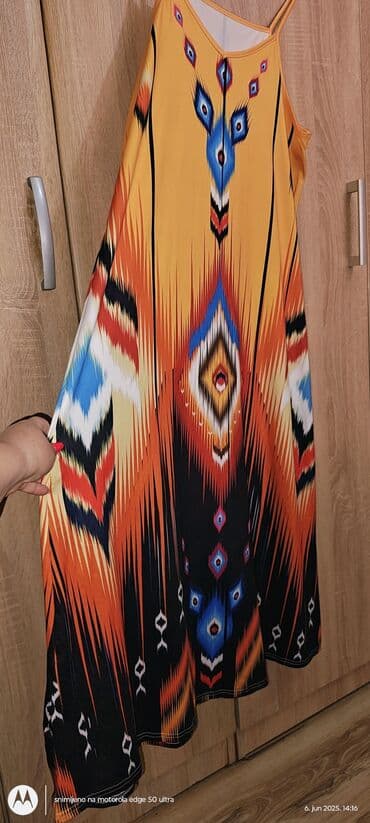 haljine sečene ispod grudi: A-Dress 4XL (EU 48), bоја - Šareno, Na bretele — 1