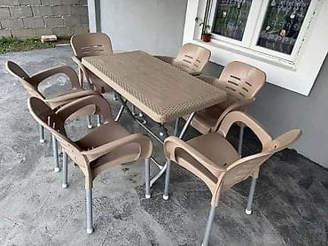 beli retro namestaj: Vrtni set: sto + 6 stolica - Komplet sadrži pravougaoni sto i šest — 2