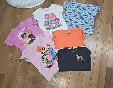 Lot majica za devojčice – 6 komada, kratki rukav, različiti motivi i