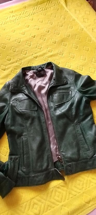 massimo dutti jakne: Zelena KOŽNA JAKNA, od prave kože, vel L/XL, odlično očuvana — 6