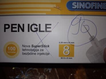 Glukometri: PEN IGLE ZA DAVANJE INZULINA 8 MM. IMA U KUTIJI 90 KOM. NOVO,U ROKU — 1