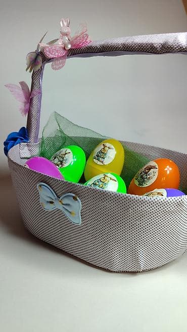 Rasveta: Uskršnja korpa sa ukrasnim jajima - Ručno dekorisana korpica u — 5