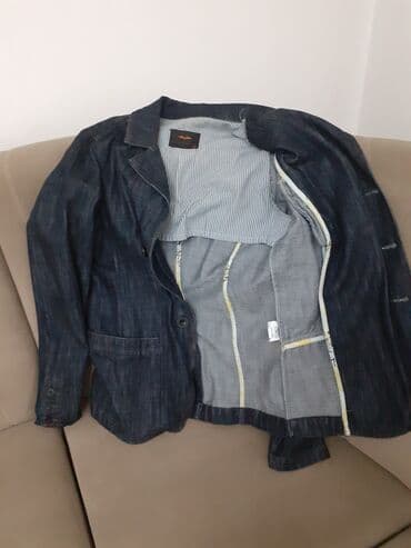 Vests: Muški sako od tamnog teksasa (denim), klasičan kroj sa reverima — 1