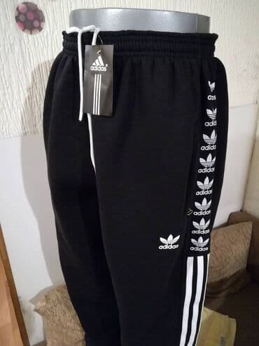 Trenerke: Donji deo trenerke, 2XL (EU 56), Adidas, bоја - Crna, Pamuk — 2