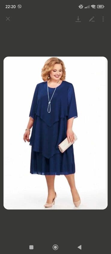 haljine 2xl: Amari XL, 2XL, 3XL, bоја - Tamnoplava, Koktel, klub, Kratkih rukava — 4