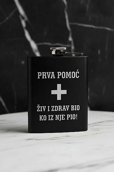 supijera metalac: Metalna pljoska za piće sa duhovitim natpisima. - Materijal — 6