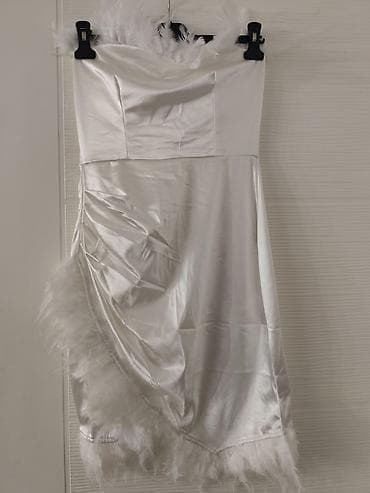 mindjuse sa biserom: Bela satenska haljina bez bretela – Simpa Fashion NOVO - Materijal — 1