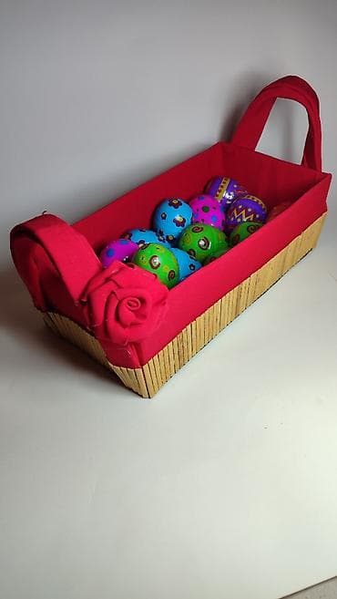 Rasveta: Dekorativna korpica sa ručkama i ukrasnom ružom - Pravougaona korpica — 3