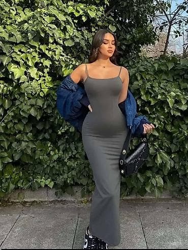 bela uska haljina: Haljina dugačka slip na tanke bretele. Kvalitetna likra sa elastinom — 2