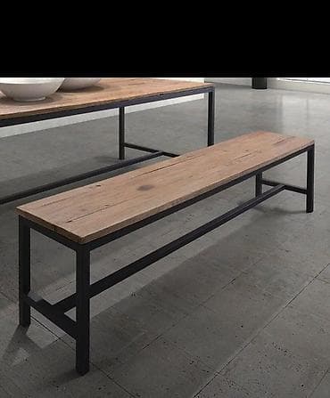 trpezarijski sto forma ideale: Industrijska klupa od drveta i metala - Dizajn: minimalistička — 1