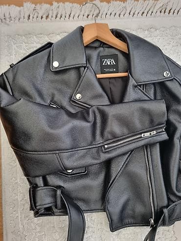 nova maskara: ZARA ženska biker jakna od eko kože, crna. Veličina M Nova - Klasičan — 2