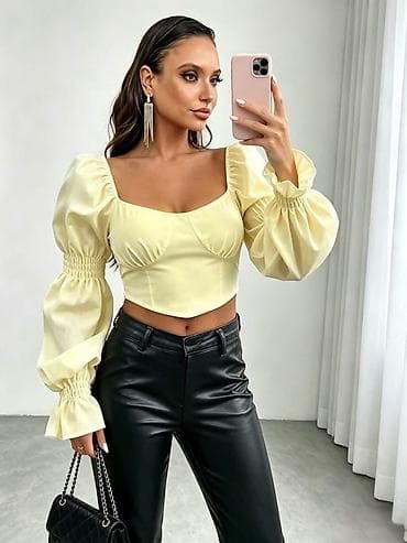 pies bluze: Ženska crop bluza sa puf rukavima Nova kolekcija ✨️ Korset: 2300 — 2