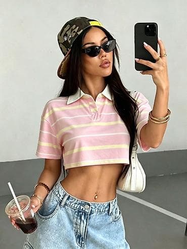 pull and bear nis: Ženski crop polo duks na pruge
1800 din — 6
