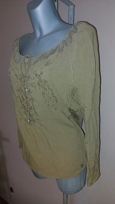 cista ne koke: ESPRIT BLUZA Maslinasto zelena, tanka letnja bluza, sa dugim rukavima — 4