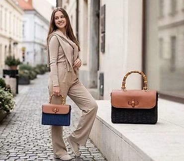 🪵 ELEGANTNA PLETENA TORBA SA BAMBUS RUČKOM 🪵 Glavni modni detalj ove