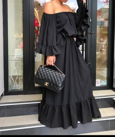 haljine od rebrastog pamuka: M (EU 38), color - Black, Other sleeves — 2